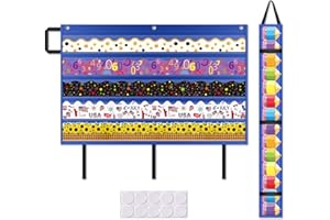 AKAYOK Teacher Bulletin Board Border Storage with Pockets, Pocket Chart for Classroom, Foldable Border Storage Pocket Chart, Teacher Organizers and Storage, Classroom Organization for Teachers (Blue)