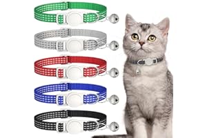 HOERAONR 5 Pack Reflective-Breakaway Cat Collars with Bells,Adjustable Small Cat Collar,Ideal for Girl Cats Male Cats Kittens Puppies,Pet Supplies Stuff Accessories 7.9" - 13" (5 Classic Colors)