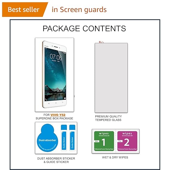 Vivo Y52 Pack Of 2 Tempered Glass Screen Protector Amazon In Electronics