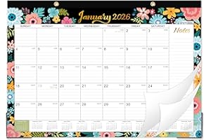 LEMOME HOME 2026 Desk Calendar - Desk Calendar 2026, 12-Month Desk/Wall Calendar, Jan. 2026 - Dec. 2026, 16.8" x 12", Desk calendar with Corner Protectors, Ruled Blocks - Black Floral