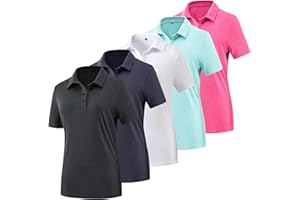 TVKSOM Women's Golf Polo Shirts Lightweight Moisture Wicking Short Sleeve Shirt Quick Dry Athletic Tennis Tops