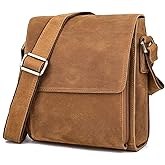 Augus Leather Messenger Crossbody Shoulder Bag for Men Work Business Casual Adjustable straps With YKK Metal Zipper