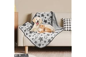 Nobleza Waterproof Dog Cat Blanket, 3PCS Warm Soft Pet Mat Set for Sofa Bed Indoor Sleep Furniture Protector Outdoor Car, Puppy Winter Blanket for Large Medium Small Pet, Reversible Sherpa Fleece