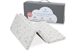 Babylicious Waterproof Pack and Play Mattress Topper | 38" x 26" x 1.5" | Carry Bag Included | Trifold Style - Breathable Soft Plush Foam - Portable Mattress Topper- Baby Foam Mattresses for Babies