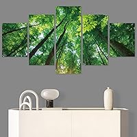 SIGNWIN 5 Panel Canvas Wall Art Modern Art Decorative Elements Expressive Leaves Multicolor Patterns Photography for Home Decorations Ready to Hang - 60
