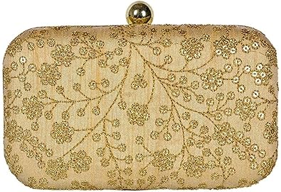 Tooba Handicraft Party Wear Hand Embroidered Box Clutch Bag Purse For Bridal, Casual, Party, Wedding