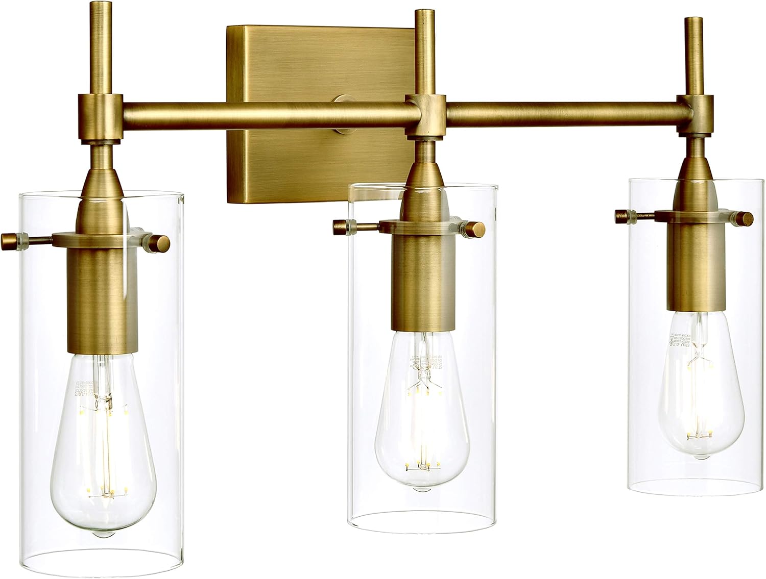 Amazon Com Effimero Gold Bathroom Vanity 3 Light Fixture Modern Over Mirror Lighting With Clear Glass Shades Home Improvement