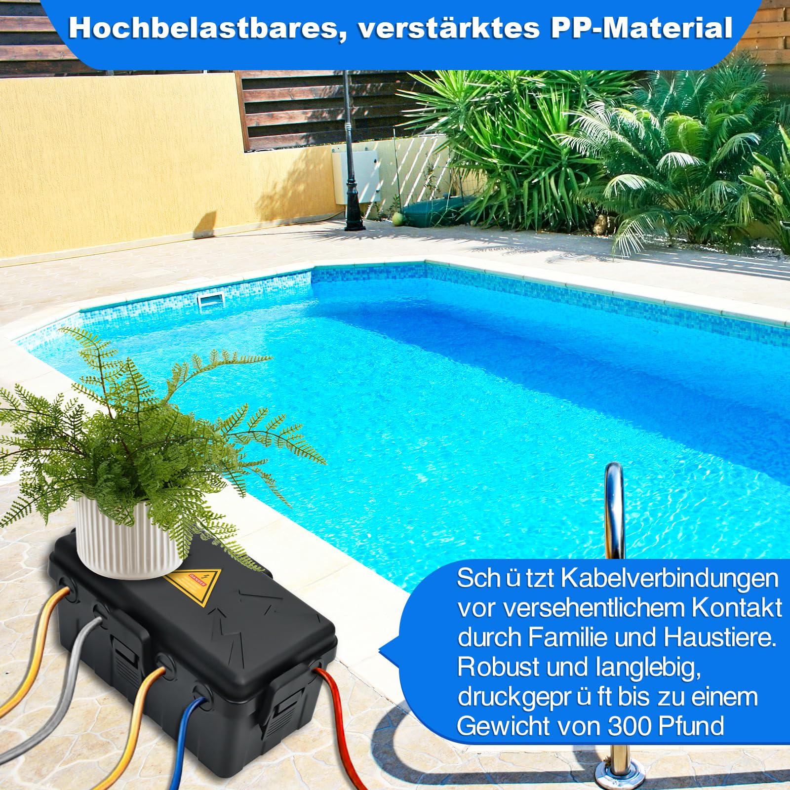 Außenbereich Elektrobox,IP54 Wasserdichte Outdoor Outlet Covers, Wetterfeste Verlängerungskabel Abdeckungen Schützen Steckdose, Steckdose, Timer,Plug,Holiday Light(27x14x11,5 cm)-Schwarz 4