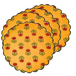 Ridhi Pestal Orange Bo-ho Round Place Mat Double