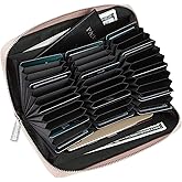 Cynure Women 36 Slots RFID Blocking Card Holder Large Long Leather Zipper Organizer Accordion Wallet