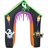 BZB Goods 9 FT Tall LED Lighted Halloween Inflatable Castle | Haunted House Archway, Ghost Witch Spider Lights, Blowup Party Decoration, Outdoor Indoor Use