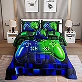 ROWADALO 6 Pieces Bed in A Bag Gamer Bedding Set for Boys Kids Adult Gaming Comforters Set,Boys Bed in A Bag Set Queen Size Comforter with Fitted Shee Flat Sheet Pillowcase pillowsham,DJT-FX555-Queen
