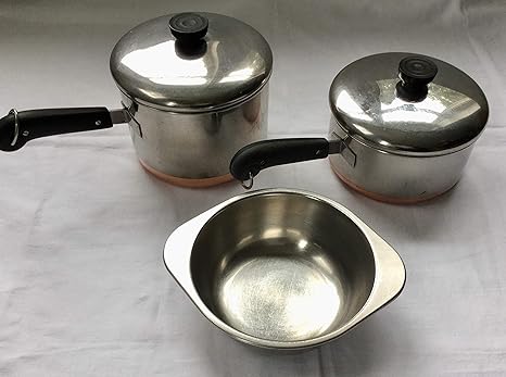 Amazon Com Revere Ware 3qt 2qt Saucepans Doubler Boiler Lids Copper Bottom Vintage Kitchen Dining