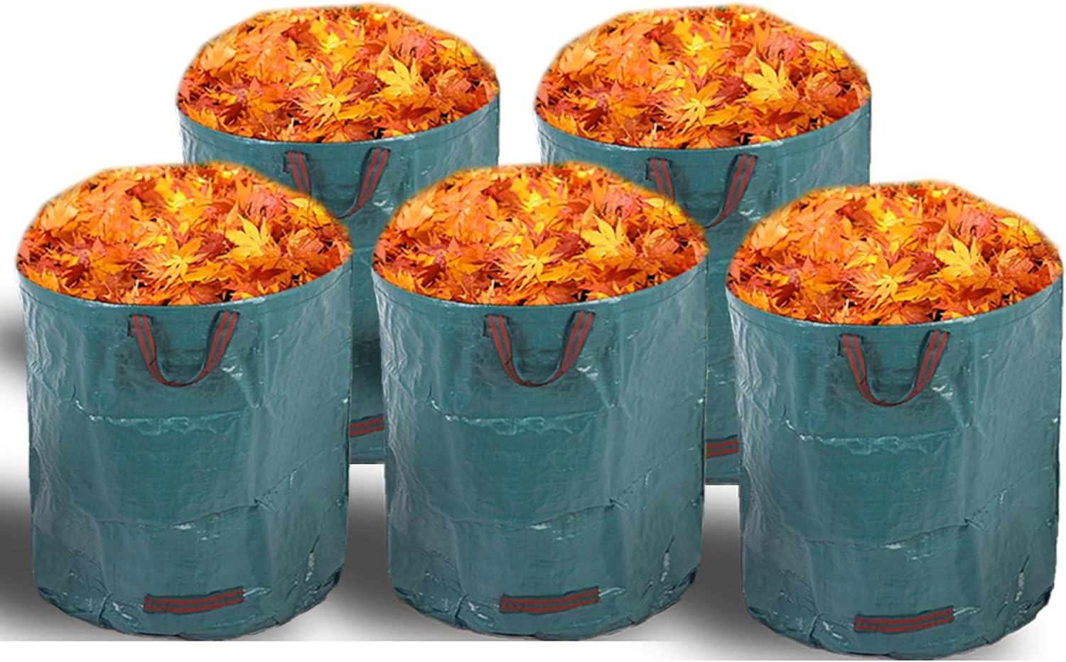 Alaskaprint 5X Gartenabfallsack Selbstaufstellend 272L 272 Liter Gartentasche Gartensack Abfallsack Laubsack Gartenabfälle Gartenkorb verschließbar mit Deckel 380g Sack