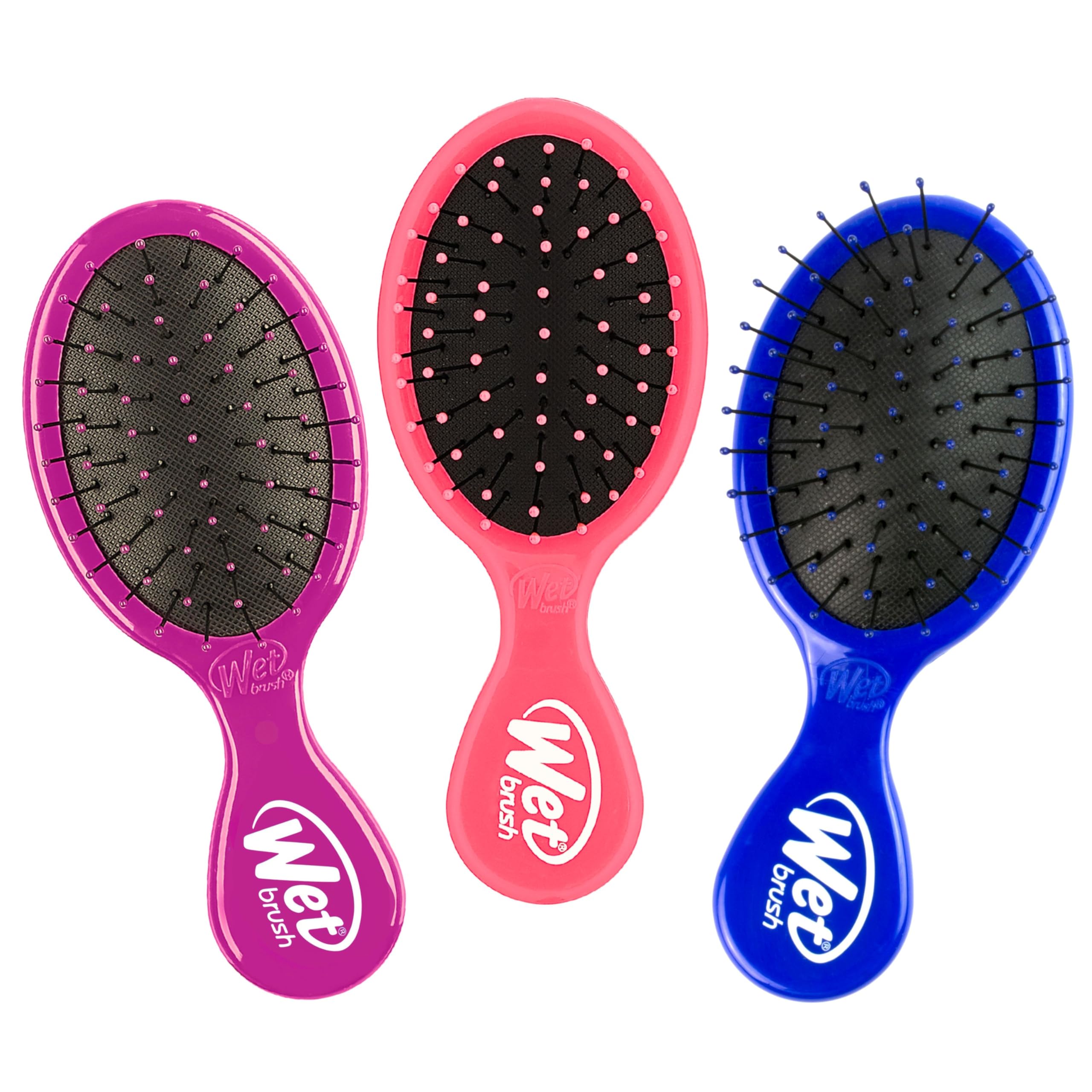 Wet Brush Multi-Pack Squirt Detangler Hair Brush with Soft IntelliFlex Bristles, Perfect Hair Brush for Men, Women and Kids, Mini Travel Detangler - Pack of 3 (Pink, Purple, Blue) — image 1