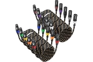 BEZOKABEL XLR Cables 6ft 10 Pack, BEZOKABLE XLR Microphone Cable Male to Female Nylon Braided 3 Pin XLR to XLR Cable Compatible with Microphones, Mixer, Speaker Systems and More