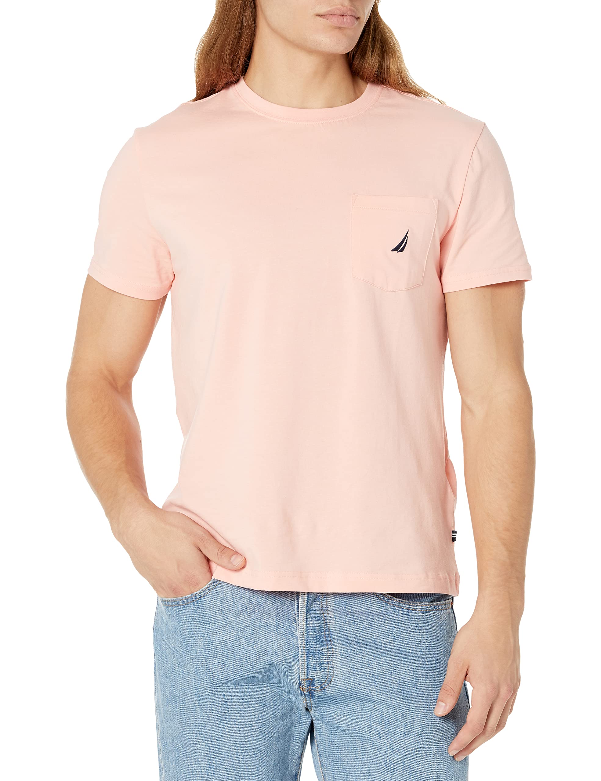 Nautica Men's Solid Crew Neck Short Sleeve Pocket