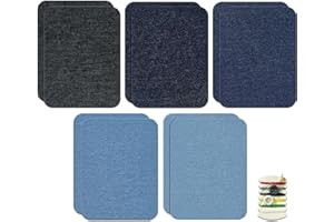 Borghihouse Denim Iron on Patches for Jeans from Inside & Outside, Strongest Glue 100% Cotton Denim Iron-on Repair Patch, Jeans and Clothing Repair Decorating Kit 10 PCS