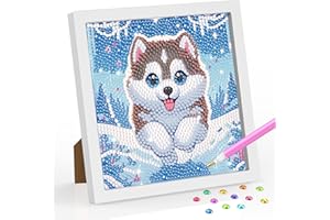 SENQAO Kit d'art diamant loup pour enfants avec cadre, peinture diamant de Noël pour enfants âgés de 4 à 8 à 12 ans, kit d'ar