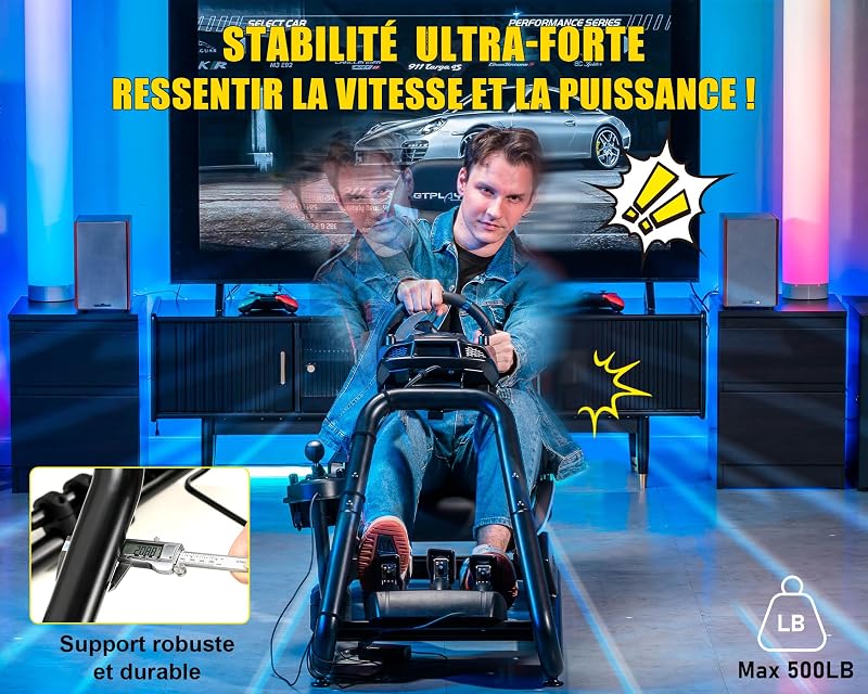 Simulateur de Conduite, Siège de Simulation pour PC avec Haut-Parleurs, Support pour Volant et Pédalier