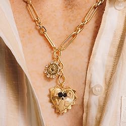 BONJOULRY Chunky Gold Sun Heart Pendent Charm