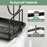 niffgaff 2-Tier Black Dish Drying Rack with Drip Tray Utensil Cup Holder view 6