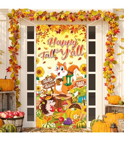 Amazon.com: Fall Porch Decorations-Scarecrow Happy Fall Door Cover