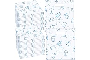 Aliceset 300 Pcs Tooth Merchandise Bags with Handles Plastic Dental Bags for Patients Dental Gifts Bulk for Dentist Office Goodie Packaging Appreciation Gifts Retail Party Favor, 8.27x9.45in (Sweet)