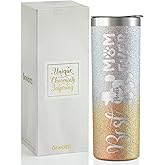 Onebttl Dog Mom Gifts, Dog Lover Gifts for Women, Best Dog Mom Ever, 20 oz Glitter Silver-Gold Insulated Tumbler - Poodle Mom