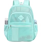 MOONBABY Mesh Backpack Heavy Duty, See Through School Backpack Transparent Bookbag for Swimming, Beach, Sports, Work, Travel