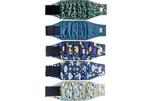 Grecle 5 Pack Dog Diapers Male, Premium Belly Bands for Male Dogs, High Absorbing Male Dog Pee Wraps for Doggie in Incontinence or Excitable Urination and Training S