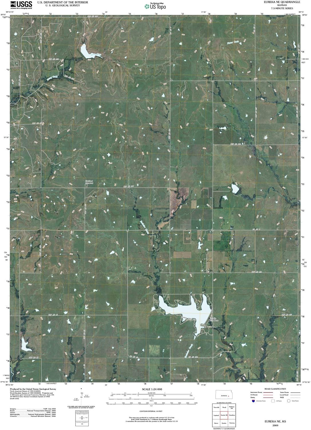 2009 Eureka, KS - Kansas - USGS Historical Topographic Map : 44in x 55in