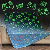 Aimego Gaming Blanket Gifts for Boys Glow in The Dark Throw Blanket for Kids Gamer Room Decor for Night Light Up Toy for Boy and Girl(50x60 Inch)