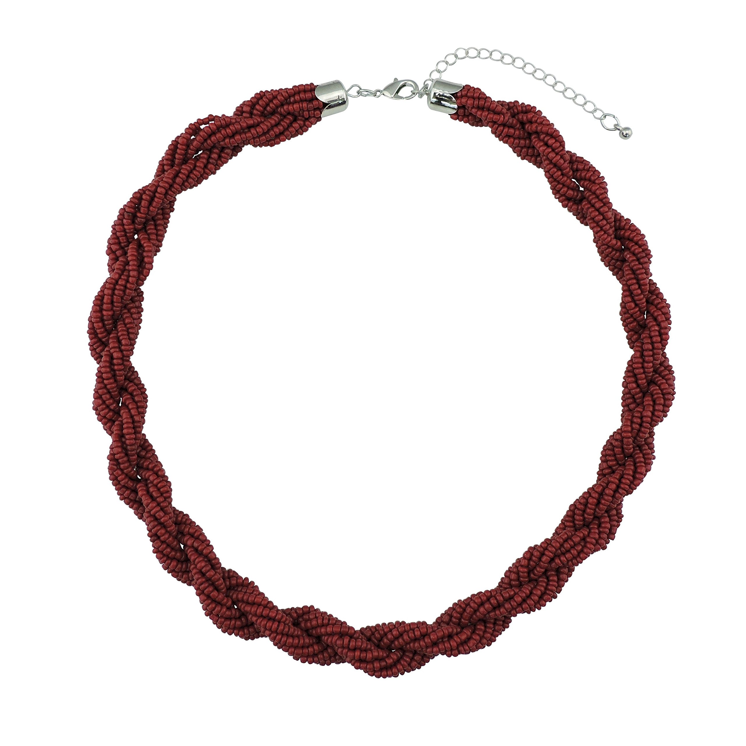 BOCAR Fashion Seed Beads Statement Collar Necklace (NK-10408-wine)