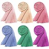 Geyoga 6 Pcs Women Scarf Shawl Hijab Scarfs Cotton Blend Shawl Crinkle Wrap Head for Seasons