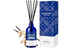 DEXIANG Navy Blue Reed Diffuser Set, 3.72 Oz (110ml) Scent Diffuser, Comes with 6 Diffuser Sticks,Vanilla Cashmere Home Fragrance Bathroom Accessories& Home Decor