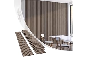 Olanglab Wood Slat Wall Panels, Wooden Acoustic Wall Panels, 94.5"x12.6" Each 3D Wall Panels for Interior Wall Decor, 4 Pack in Total 94.5"x50.4" (Dark Walnut)