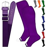 Exxact Sports Youth Baseball Socks and Belt Combo for Boys Girls - Soft, Durable Softball Socks and Belt Youth & Adult Sizes
