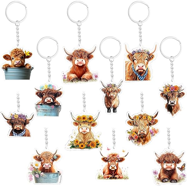 Highland Cow Decor SDJMa Highland Cow Keychain Backpack Pendant