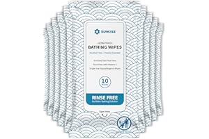 SUNKISS TrustPlus Bathing Wipes with Aloe, Extra Thick 8"x12" Body Cleansing Wipes for Adults Sensitive Skin, Camping, Travel