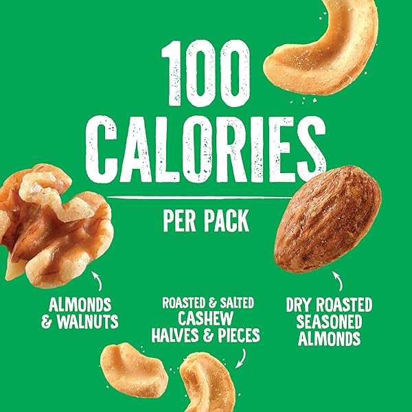 EMERALD NUTS MIXED NUTS VARIETY PACK 18CT (1-PACK) , 100-CALORIE INDIVIDUAL PACKS , FEATURES DRY ROASTED ALMONDS, NATURAL ALMONDS & WALNUTS, AND ROASTED & SALTED CASHEWS