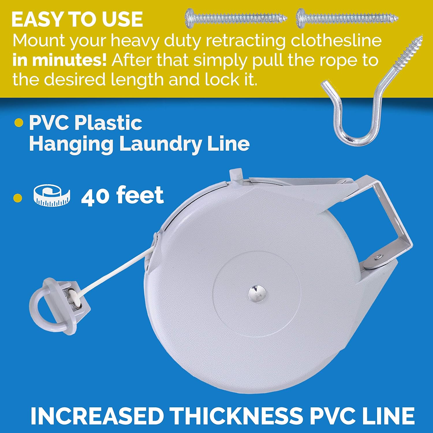 Heavy Duty Line Won't Stretch Retractable Clothesline for Indoor