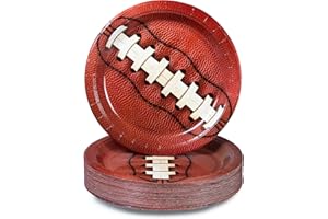 Confettiville Party Paper Plates, 50-Count Disposable Dinner Plates, Football Party Supplies, Football Laces