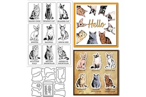 GLOBLELAND Ensemble de tampons transparents et matrices de découpe en silicone pour fabrication de cartes, chaton siamois, mo