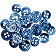 ButtonMode Shirt Buttons Set - 22pc Includes Front, Sleeve & Collar Buttons in Blue Medium