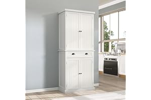 ARTPOWER 72" Tall Kitchen Pantry Storage Cabinet with Drawer and Adjustable Shelves, Pantry Cabinet for Kitchen, Bathroom or Hallway, White