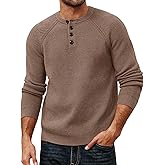 PJ PAUL JONES Mens Sweaters Casual Waffle Pullover Sweater Button Crewneck Textured Knit Henley Sweaters