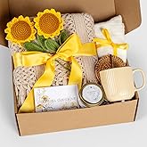 Birthday Gifts for Women, Self Care Gifts Baskets for Women, Get Well Soon Gift Baskets Care Package for Her, Mom, Sister, Best Friend, Wife, Girlfriend, Coworker, Sending Sunshine Sunflower