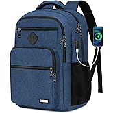 School Backpack for Boys Girls Teens, Blue Backpack for Men Women, 15.6 inch Laptop Back Pack with USB Charging Port, Backpacks for School Business Work College Travel, College Book Bag, Bookbag