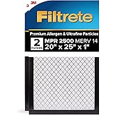 Filtrete 20x25x1 AC Furnace Air Filter, MERV 14, MPR 2500, Premium Ultra Fine Particle, 3-Month Pleated 1-Inch Electrostatic 